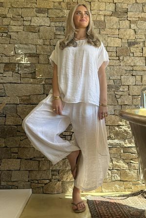 Lalli Damask Cap Sleeve Top White